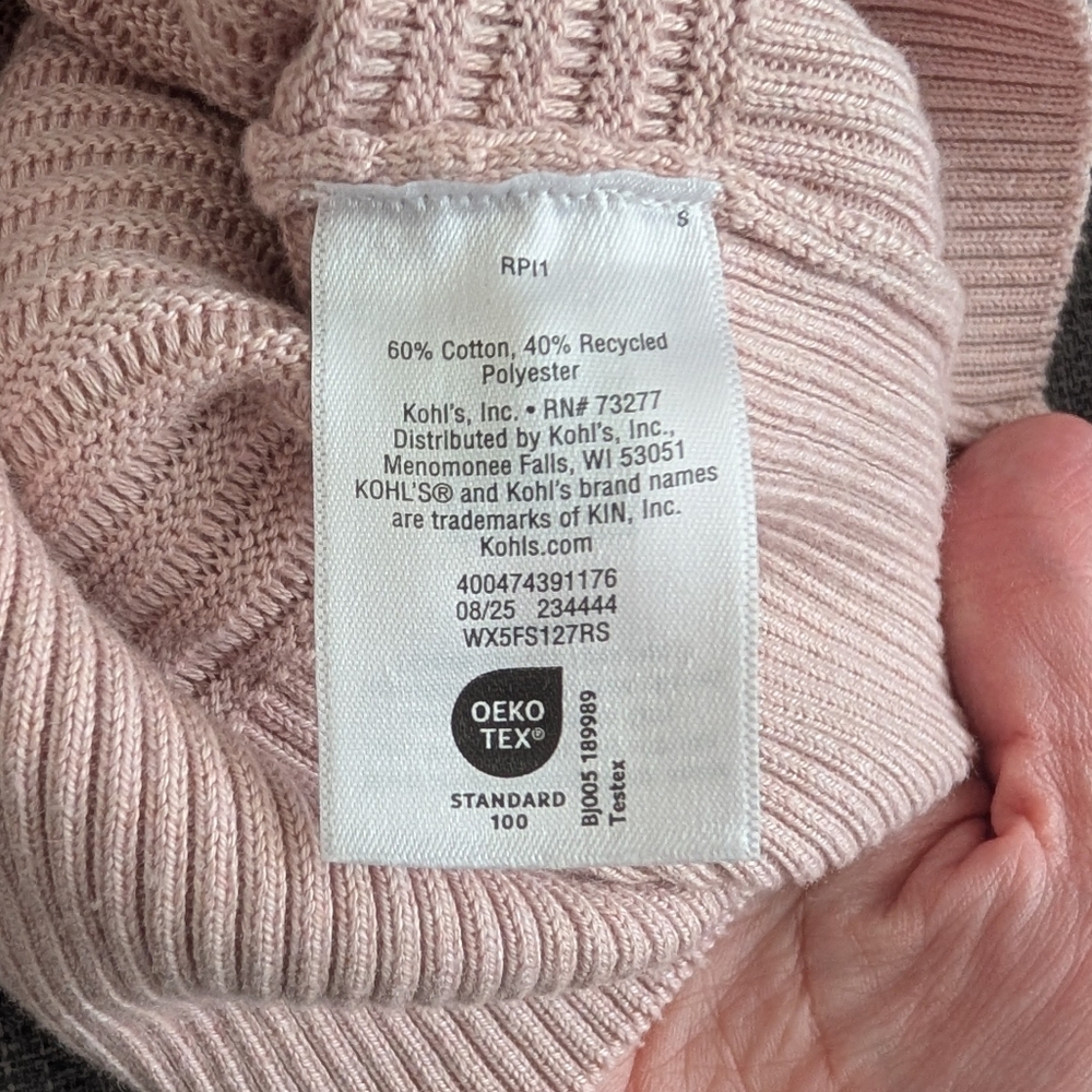 FLX performance ribbed sweater. Zipper arms. Light pinky-purple. Size small - Picture 4 of 4